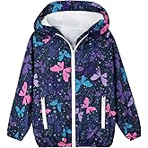 Ghteas Toddler Girls Jacket Lightweight Hooded Windbreaker Kids Water-Resistant Light Rain Jacket Print Outwear 4-10Y