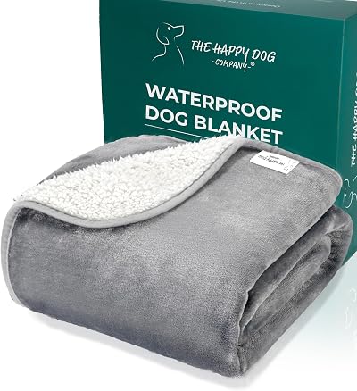 The Happy Dog Company 100% Waterproof Fleece Dog Blanket 100x120cm Grey/White