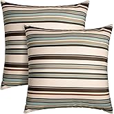 CASAJOY Pack of 2 18x18 Outdoor Pillows, Waterproof Throw Pillows with Inserts, Decorative Patio Pillows for Garden, Couch, Furniture, Sofa, Bed, Living Room(Stripe Onyx)