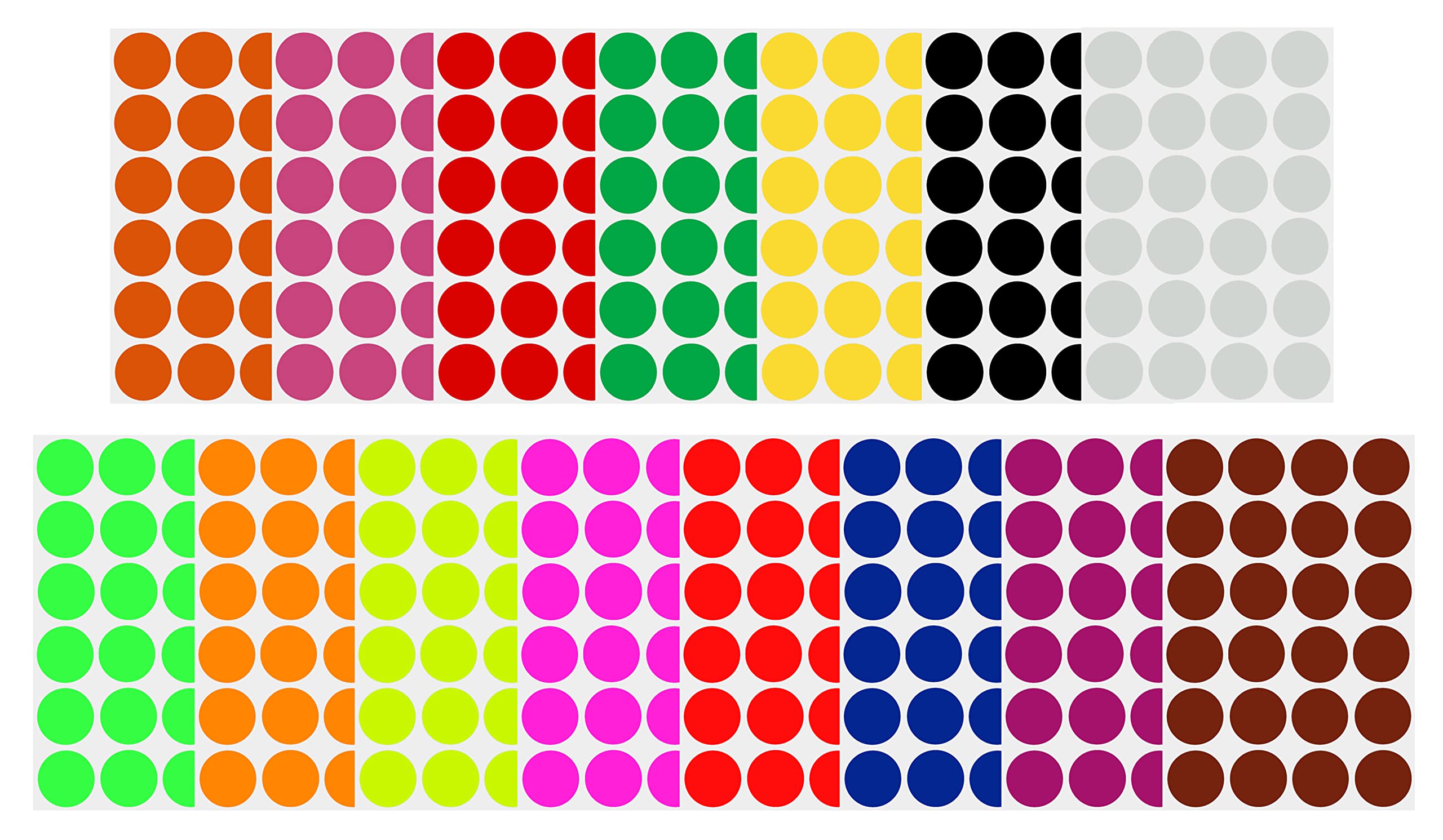 Royal Green Round Stickers (2.5 cm) in 15 Assorted Colors 25mm Sticker Dots 360 Pack