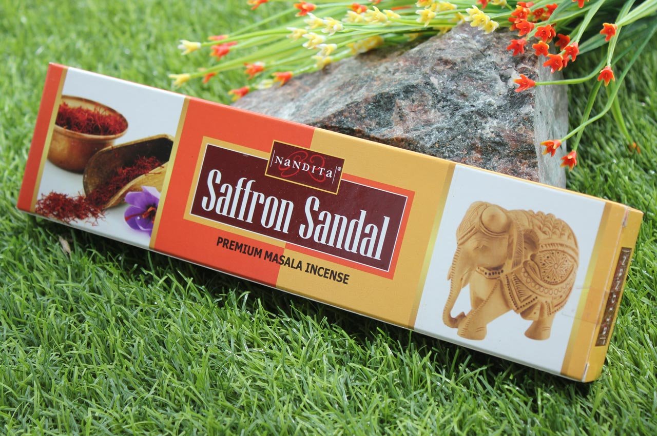 Nandita 3 x Saffron Sandal 15 Incense Sticks 15g (3 boxes)