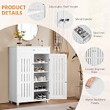 Yaheetech 5-Tier Shoe Cabinet White Wooden Shoes Storage Cabinet with Drawer view 6