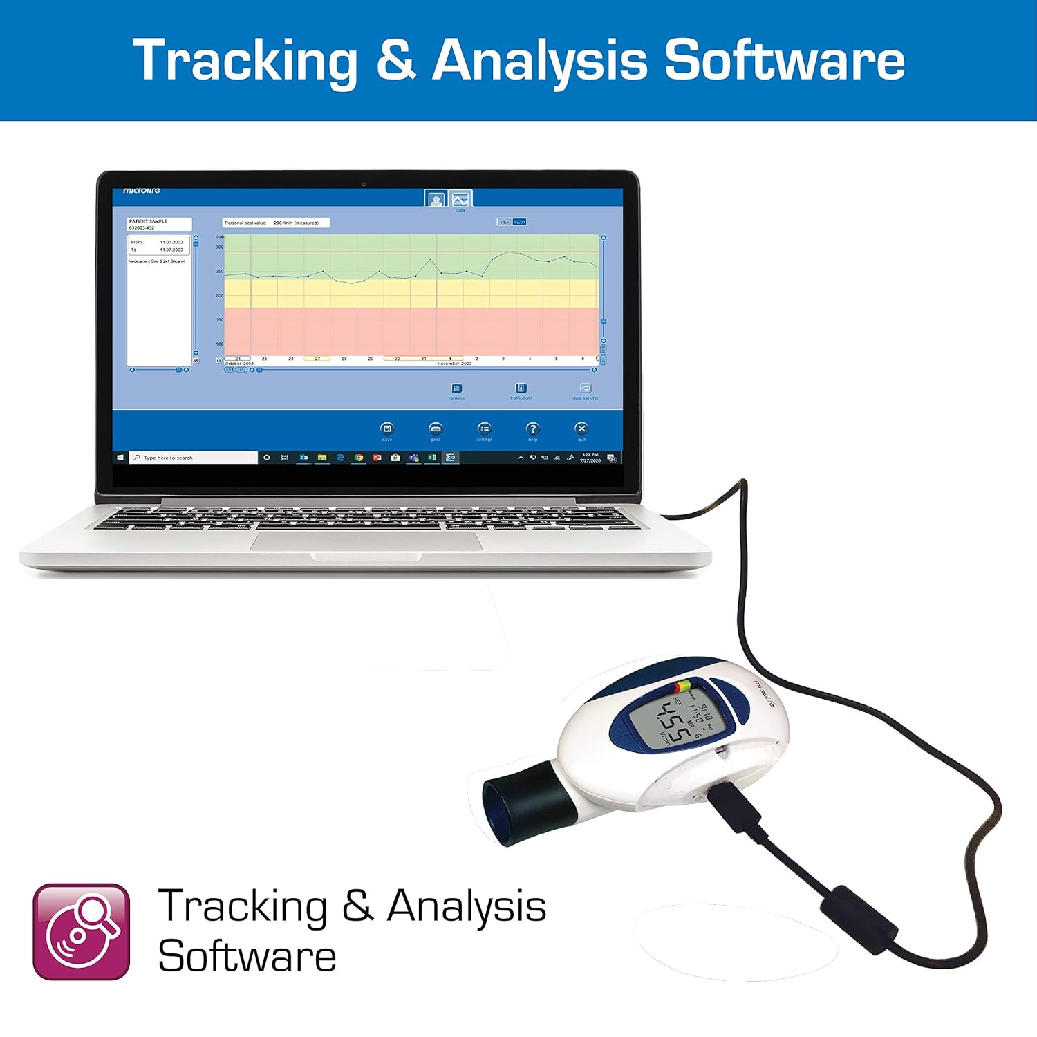 Microlife Digital Peak Flow Meter (PEF) and Forced Expiratory Volume (FEV1): Industrial & Scientific