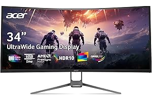 acer Nitro 34 Inch 1000R 21:9 Curved Zero-Frame QHD 3440 x 1440 Gaming Monitor | AMD FreeSync Premium | Up to 120Hz Refresh | 1ms VRB | Two Display Port 1.2 & Two HDMI 2.0 Ports | EDA343CUR J0bmiippx