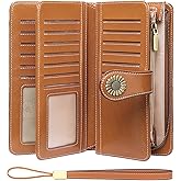 SENDEFN Wallets for Women Leather Credit Card Holder with RFID Blocking Large Capacity Wristlet | with RFID Blocking, Large Capacity, Wristlet, with RFID Blocking, Large Capacity, Wristlet