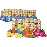 Spindrift Brewed Iced Tea, Variety Pack with Black Tea & Green Tea, Made with Real Squeezed Fruit, No Carbonation, 12 Fl Oz C