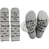 PXTIDY 2 Pairs I’d Rather Be Kayaking Socks River Kayak Lover Gift Kayak Socks Outdoor Adventure Camping Canoe Gifts