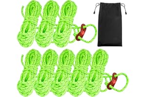 8 Pack Reflective Nylon Ropes, 4mm Tent Guy Lines with Tensioners Ultralight Reflective Tent Ropes for Outdoor Camping Hiking