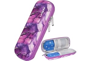 JAKAGO Insulin Cooler Travel Case With 2 Gel Ice Pack TSA Approved Diabetic Medication Cooler Bag With Thermal Insulation Mini Medical Cooling Pouch For Traveling (Marble Purple)