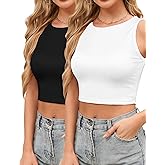 2pcs Crop Tops for Women, high Neck Tank Tops for Women