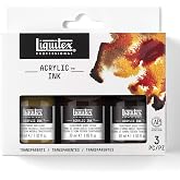 Liquitex Professional Acrylic Ink, 1-oz (30ml), Transparent Set, Set of 3 | Ultra Fluid Acrylic, Highly Pigmented, Dye-Free, Non-Fading, Satin Finish, Permanent When Dry, Lightfast