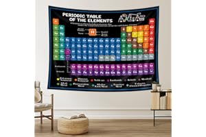 Riyidecor Periodic Table Tapestry 80WX60L Inch Chemistry Elements Educational Scientific Teachers School Student Cool Aesthetic Practical Family Cute Symbols Wall Hanging Living Room Bedroom Decor