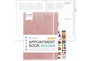 JUBTIC Appointment Book 2024-2025, 8.5"x11", Jul. 2024 - Jun. 2025 Daily Weekly and Monthly Planner with Hourly Schedule, Academic Planner 2024-2025 with Soft Cover, A4, Rose Gold
