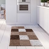 THE RUGS Modern Shaggy Area Rug Multicolour 80x150 cm Brown view 2