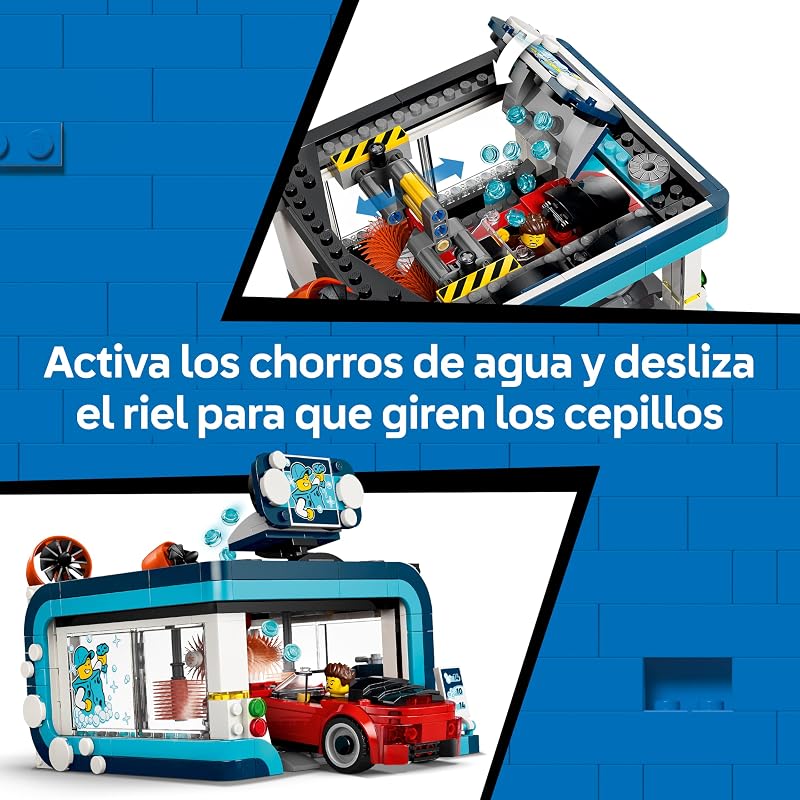 City Túnel de Autolavado de Juguete – Kit de Construcción con 2 Maquetas de Coches – Juego Interactivo con Rodillos Giratorios, “Agua” y Accesorios – Regalo para Niños de 6+ Años – 60497 — foto 3 de 8