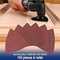 WORKPRO 150PCS Triangle Sanding Pads, 3-1/8 Inch