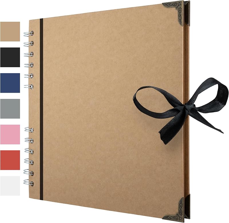 Bstorify Scrapbook Album 60 Pages 21x21 cm Brown Kraft Spiral Bound