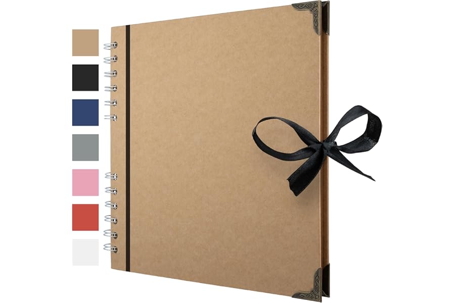 Bstorify Scrapbook Album 60 Pages (8 x 8 Inch) Brown Thick 200gsm Kraft Paper, Photo Album Scrapbook, Memory Book - Ideal for Your Scrapbooking Albums Art & Craft Projects
