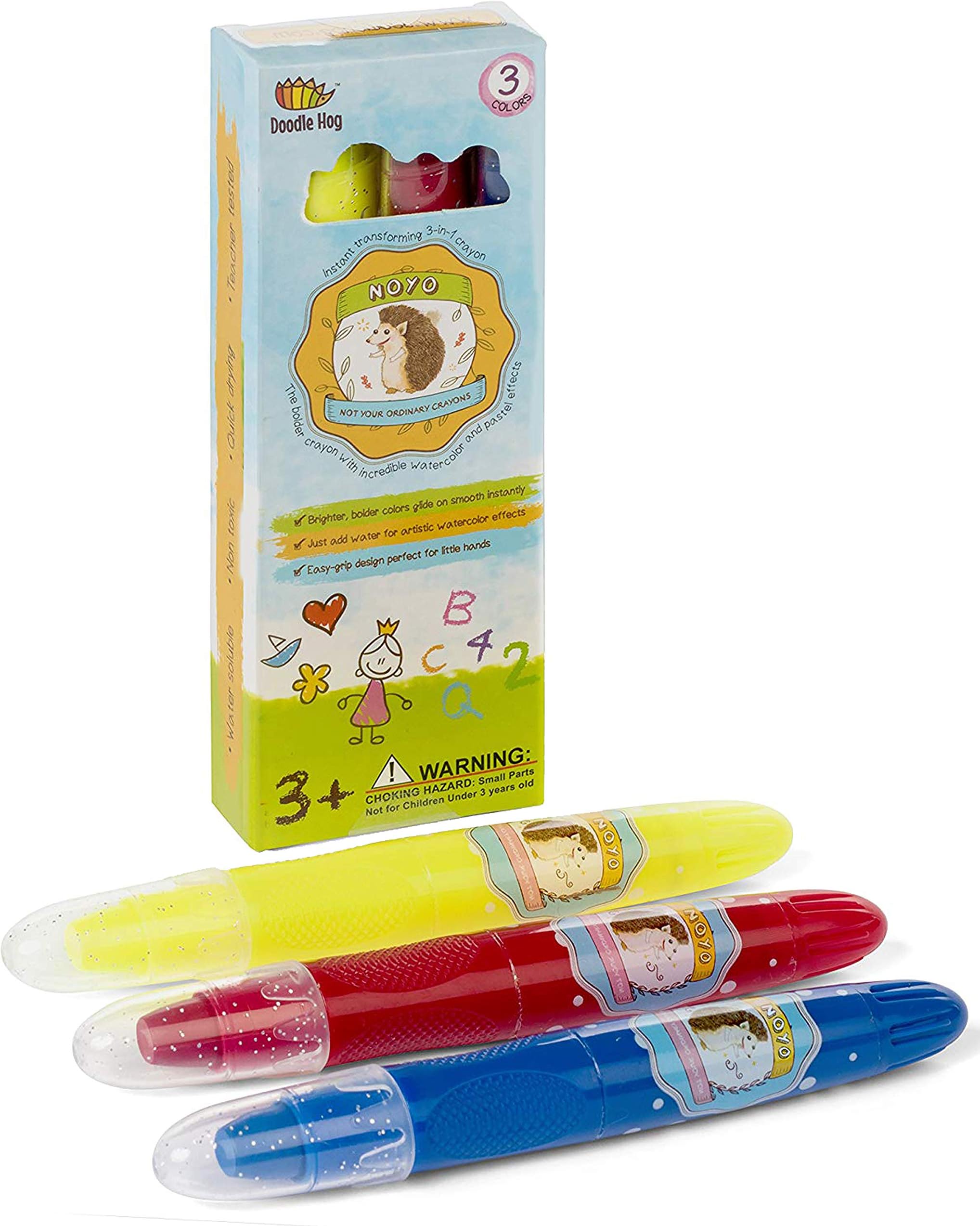 Gel Crayons, Silky Smooth and Bolder Crayons, Create Pastel, Watercolor Effects Set of 3 - Great for Toddlers, preschoolers, Kids, Toddler Party Favors