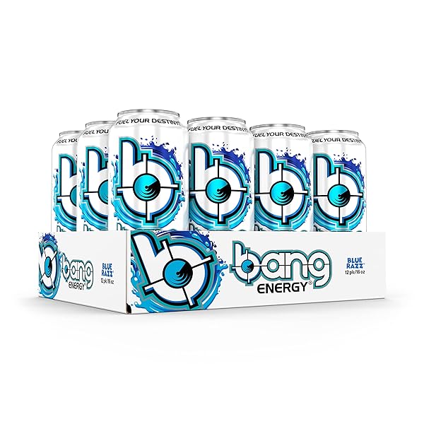 BANG ENERGY BLUE RAZZ, SUGAR-FREE ENERGY DRINK, 16-OUNCE (PACK OF 12)