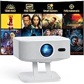 NICPOW 4K Outdoor Projector with Wifi and Bluetooth, Built-in Apps, Smart Projector with Auto Focus &amp; Keystone, 1500 ANSI Lumens and 300" Movie Projector for Outdoor Use