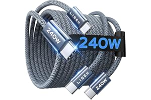 LISEN USB C to USB C Cable 240W, [6.6ft 2Pack] Nylon Braided Type C Cable Fast Charge for iPhone 17 Pro Max USBC Fast Chargin