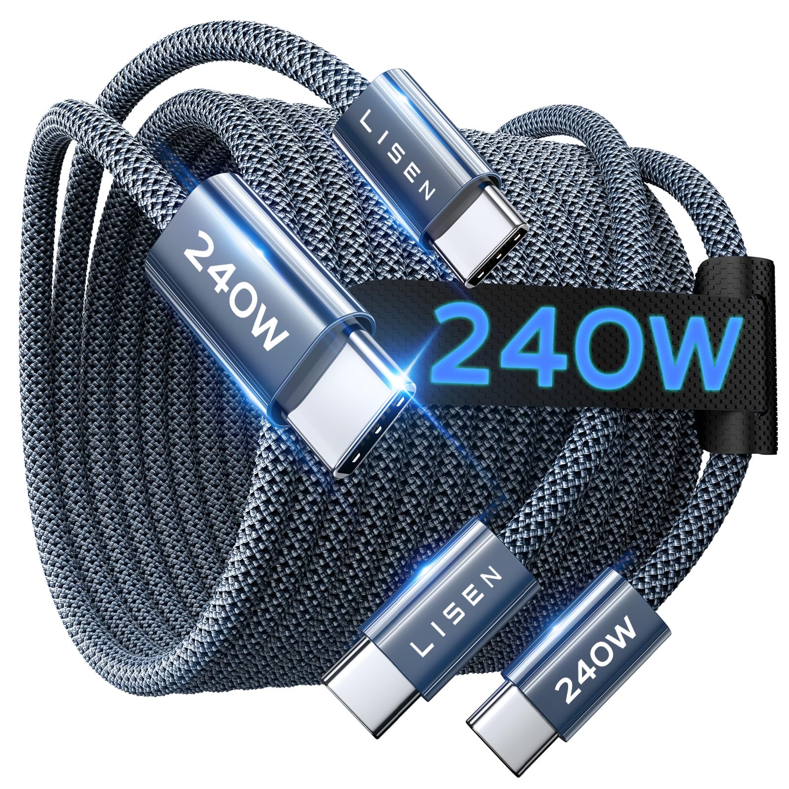 LISEN for iPhone 17 Charger Cord 240W USB C to USB C Cable Type C Charger Fast Charging Cord USBC Cable for iPhone Air 17 16 15 Pro Max iPad MacBook Air Pro Samsung S25, 6.6ft/2 Pack/Midnight