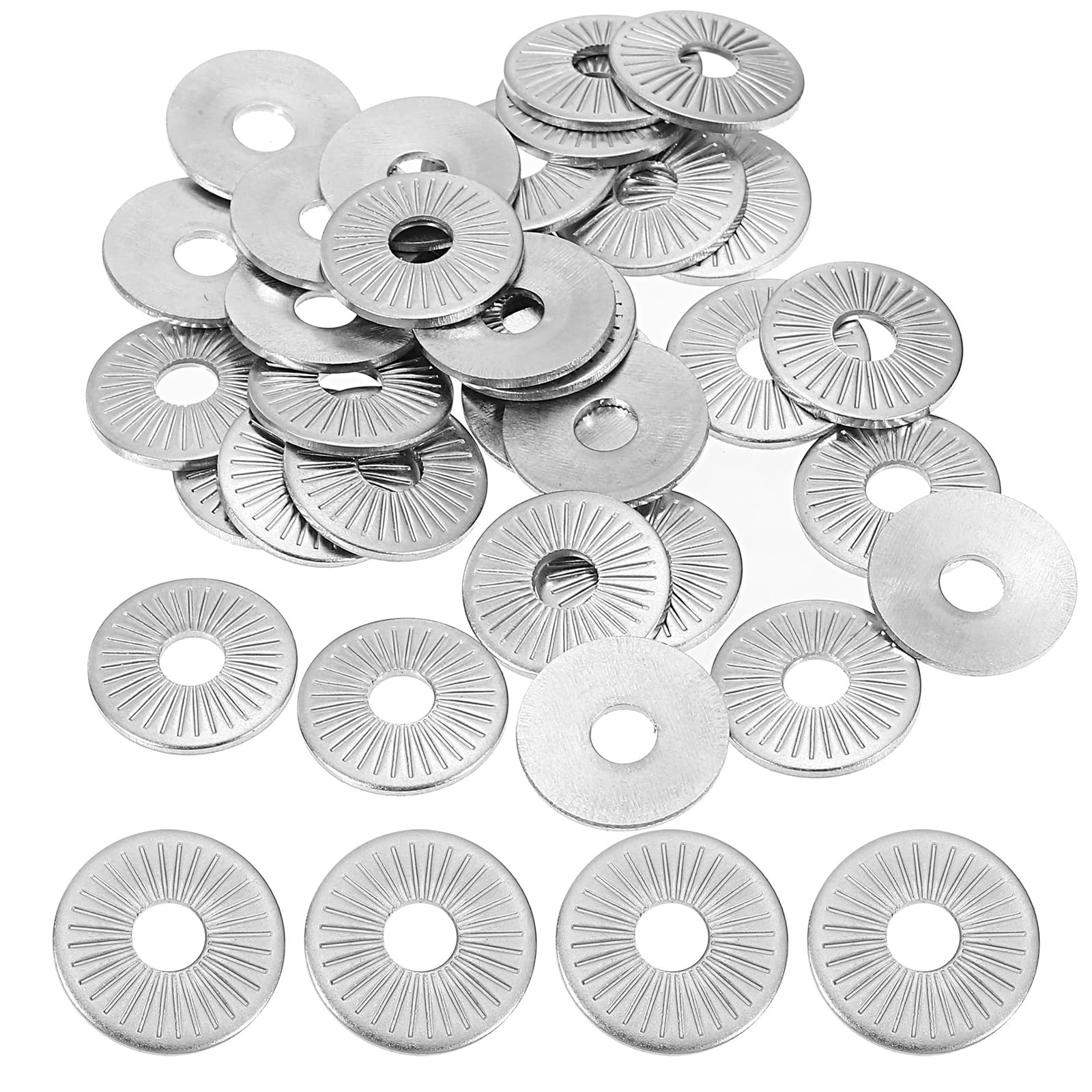 PATIKIL 304 Stainless Steel Flat Washers, 200 Pack M4x14mm Belleville Spring Disc Washer Conical Knurled Metric Gasket for Automotive Industrial Construction