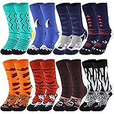Frienda 8 Pairs Funny Socks for Mens Novelty Socks Animal Patterned Crazy Cotton Dress Sock for Casual Dad Husband Friends Valentine Birthday Gifts