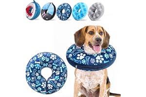 SCENEREAL Dog Cone Alternative After Surgery Donut Collar, Soft Pet Recovery Pillow Collar for Medium Large Dogs, Inflatable Adjustable Neck Collars to Prevent Licking, Bone and Paw Print E-Collars