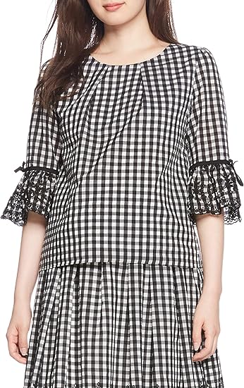 Amazon レッセパッセ ギンガムチェック刺繍bl レディース クロ 日本 38 日本サイズm相当 シャツ ブラウス 通販