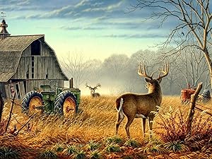 RENWUANG Jigsaw Puzzle -Adult Puzzles 1500 Pieces Wooden Puzzle- Farm Deer Tractor Pattern - Unique Gifts and Home Decorations Jigsaw