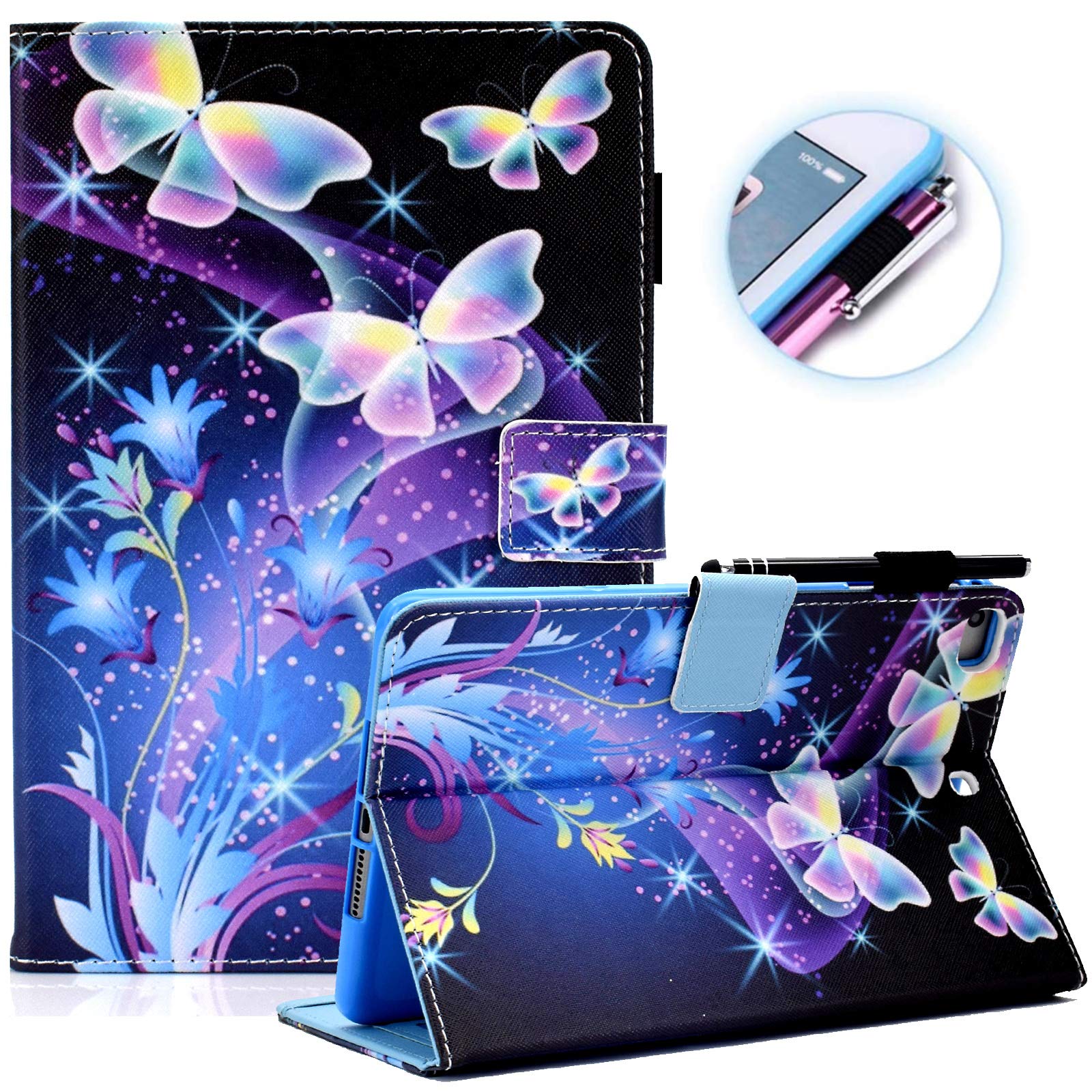 Ausmix for iPad 9th/8th/7th Generation Case, ipad Cover 10.2 Inch 2021/2020/2019, PU Leather Protective Smart Cover for iPad 9th/8th/7th Gen 10.2 inch Case with Auto Wake/Sleep, Beautiful Butterfly