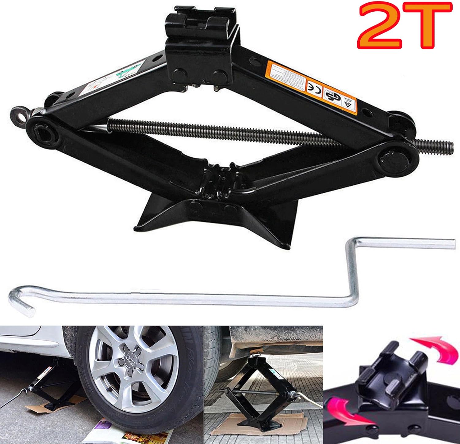 2 Ton Scissor Jack For Car Van Universal Replacement Lift Spare Tire