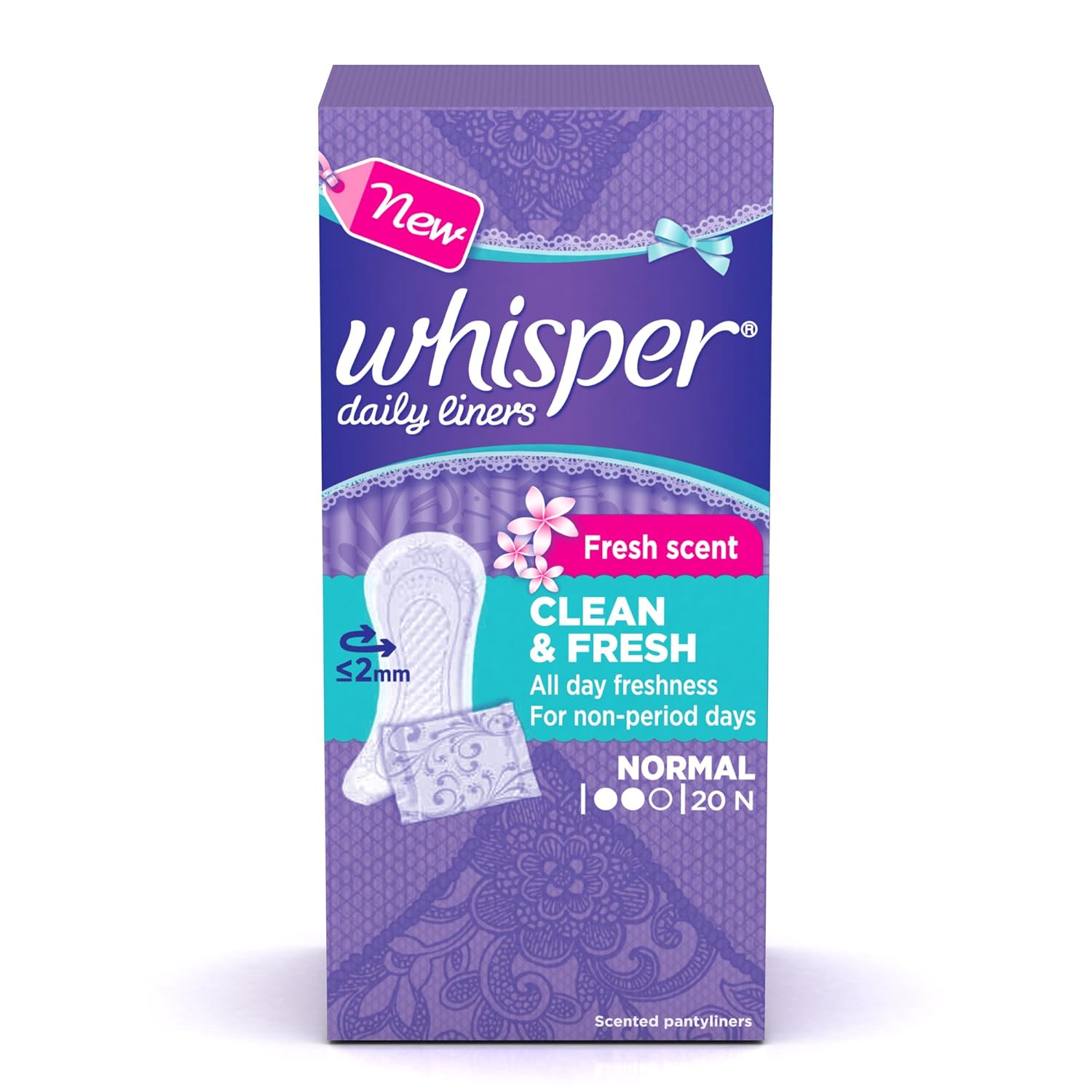 Whisper Clean and Fresh Daily Liners 20 