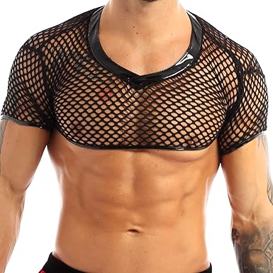 orange fishnet crop top