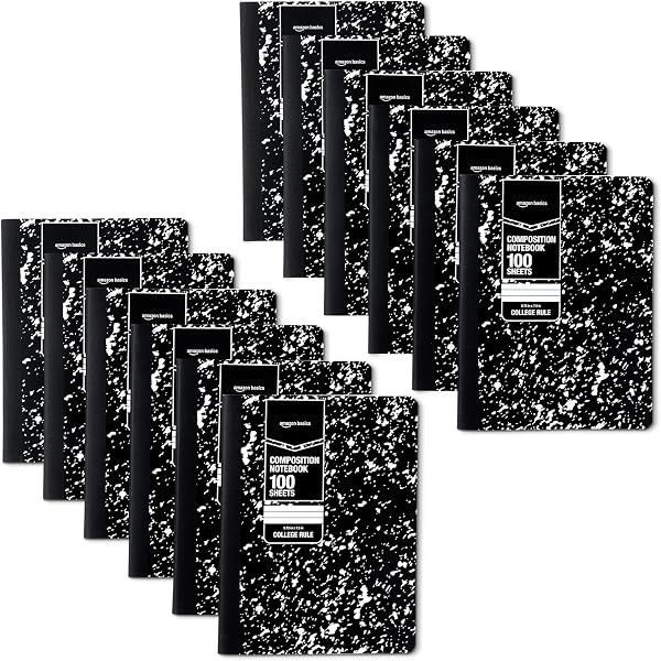 Mead Black Marble Composton Book - Wde Rule - 9-3/4 X 7-1/2 - 100 Sheets (Pack Of 4-217990