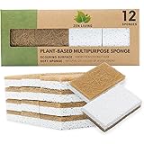 Natural Sponge - 12 Pack - Eco Friendly Scrub Sponges for Kitchen - Non Scratch Odor Free Biodegradable Plant Based Scrubber 