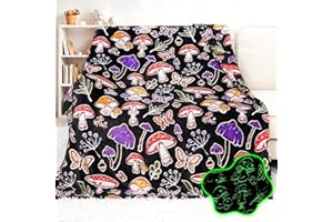 FBBP Mushroom Blanket Glow in The Dark Blanket Mushroom Gifts for Women Girls Soft Fleece Mushroom Throw Blanket for Sofa Couch Room Decor All-Season