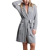 Barefoot Dreams womens Cozychic Ultra Lite Contrast Scallop Ribbed Robe