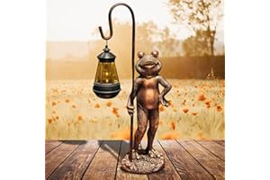 HOMIGHT Large Frog Statue with Solar Lantern Outdoor Lawn Decoration Garden Frog Decoration Balcony Yard Lawn Unique Housewarming Gift Suitable for Kids and Adults