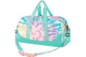 Choco Mocha Kids Duffle Bag Girls - Tie Dye Weekender Overnight Bags for Girl Ages 9-12, Teal