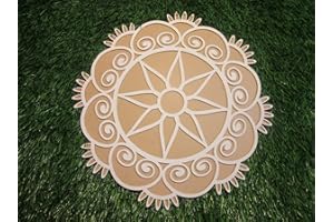 ADITRI CREATION DIY MDF Readymade Round Lotus Designer Rangoli Mat Easy to Use Rangoli Template Easy to Fill Wooden MDF Rangoli Boards for Indian Traditional Festival (Size:- 12 Inches Diameter) (Lotus)