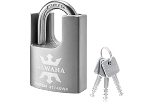 KAWAHA 21/40KD-3SK High Security Stainless Steel Shrouded Padlock with Key for Both Indoor and Outdoor use (Heavy Duty, Anti-