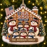 Personalized USA 250 Christmas Ornament Family of 2/3/4/5/6/7/8/9 Members | USA 250 2D Flat Acrylic Ornament, Patriotic Christmas Keepsake Gift &amp; Decoration For Family, Parents, Grandparents, Mom, Dad