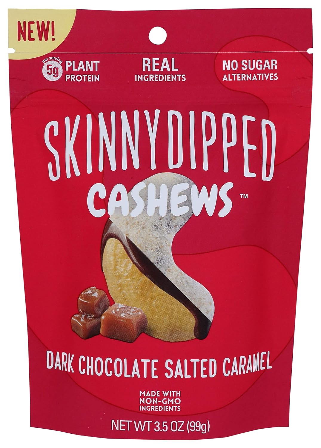 Skinny Dipped Almonds, Cashew Dark Chocolate Salted Caramel, 3.5 Ounce Grocery