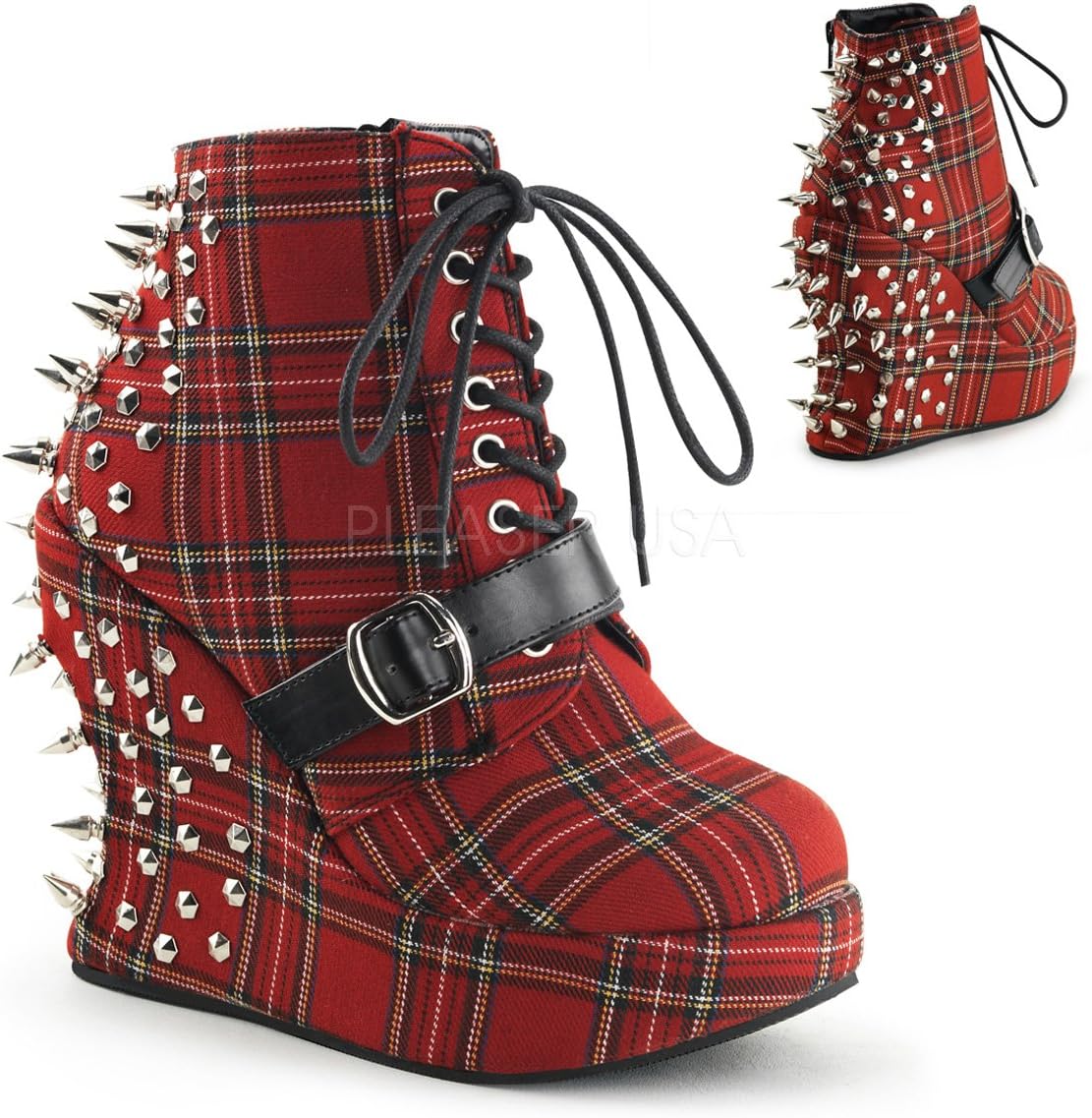 Bota feminina Demonia BRA23/BPU, Red Plaid Fabric, 7: Amazon.com.br ...