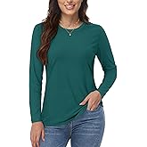 YUCOLEN Long Sleeve Shirts for Women Cotton Crewneck Casual T-Shirts Soft Basic Tee Long Sleeve Tops