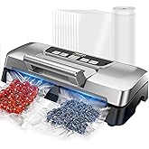 Next Gen Vacuum Sealer Machine, Potane Double Pump Food Vacuum Saver With Smart Visual Status System, Full Auto/Manual Functions, Built-in Safety Cutter&Guided Seal Bar, Start Kit Bags to Seal a Meal