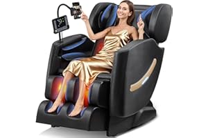 GOLD TIME 2025 Massage Chair, Zero Gravity Massage Chair Full Body Recliner w/Heat Therapy, 10 Fix Rollers, 20 Airbag, 6 Auto Mode, Extendable Footrest, LCD, Bluetooth, Gift for Parents & Pain Relief (Black)